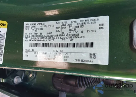 2024 Ford Bronco Outer Banks из США, поврежденный, VIN 1FMEE8BP0RLA71576